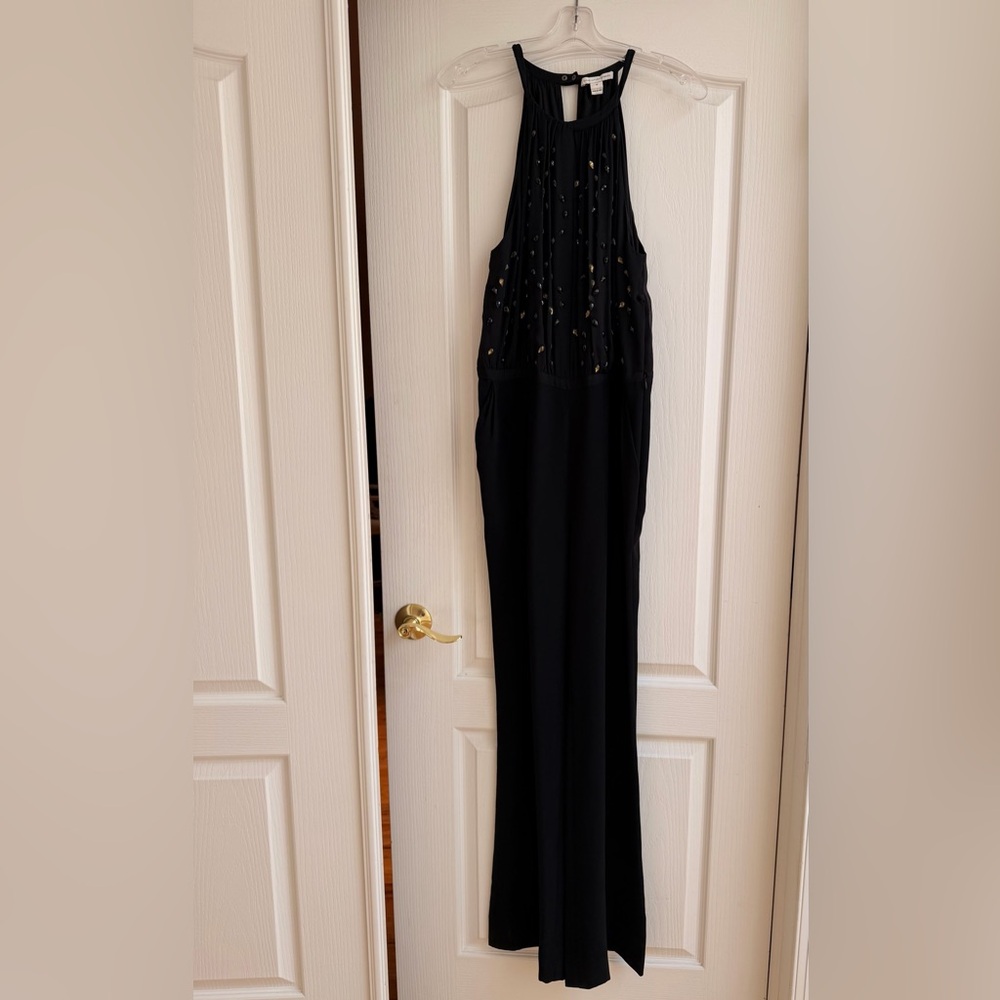 Diane von Furstenberg Black Sleeveless Jumpsuit with Studded Detail